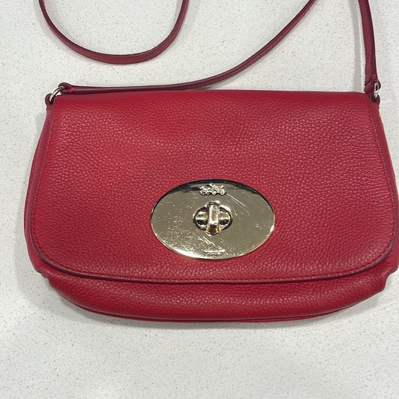 Coach Liv Pouch Red Leather Crossbody Bag - Picture 3 of 15